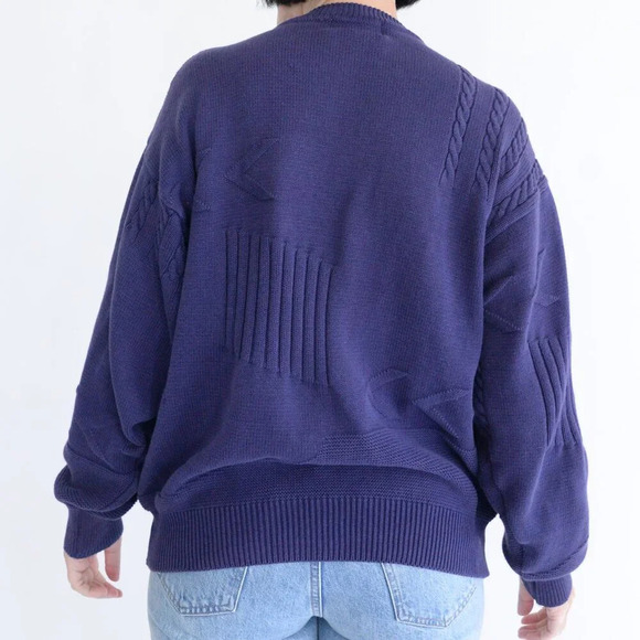 Vintage Jockey Euroline Navy Knit Geometric Shapes Crewneck Sweater  L - Picture 3 of 12